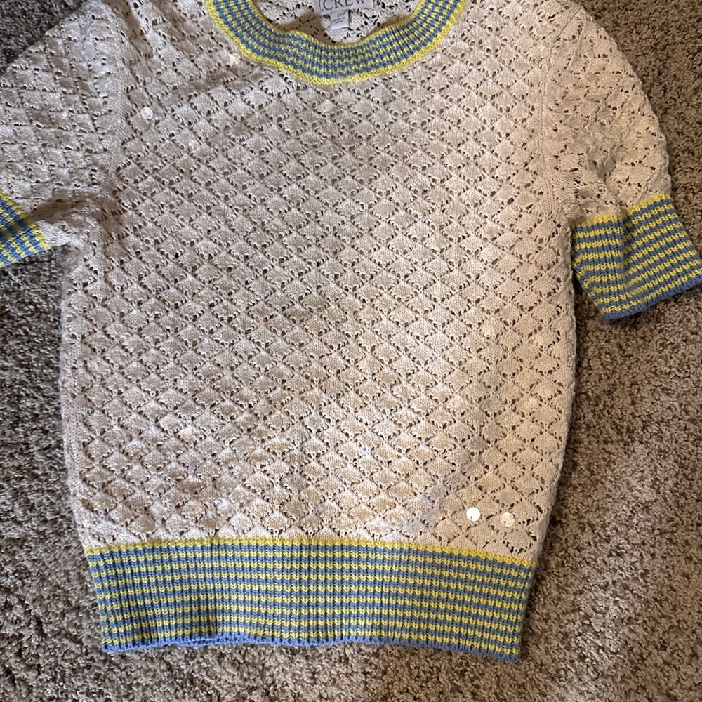 J. Crew Cream and Yellow Lace Knit Top sold out !